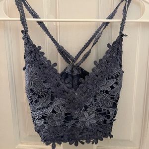 Blue Floral Bralette Tank Top